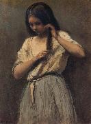 Corot Camille Girl Peninandose oil painting reproduction